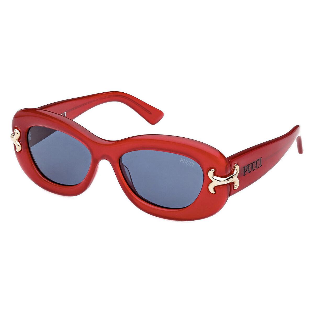 Emilio Pucci EP0210 Sunglasses Shiny Milky Red/pale Gold/black / Blue - Frame: Shiny Milky Red/Pale Gold/Black / Blue, Lens: Blue