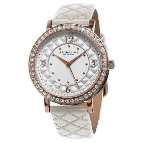 Stuhrling Audrey 786 03 Crystal Accented Leather Strap Womens Watch