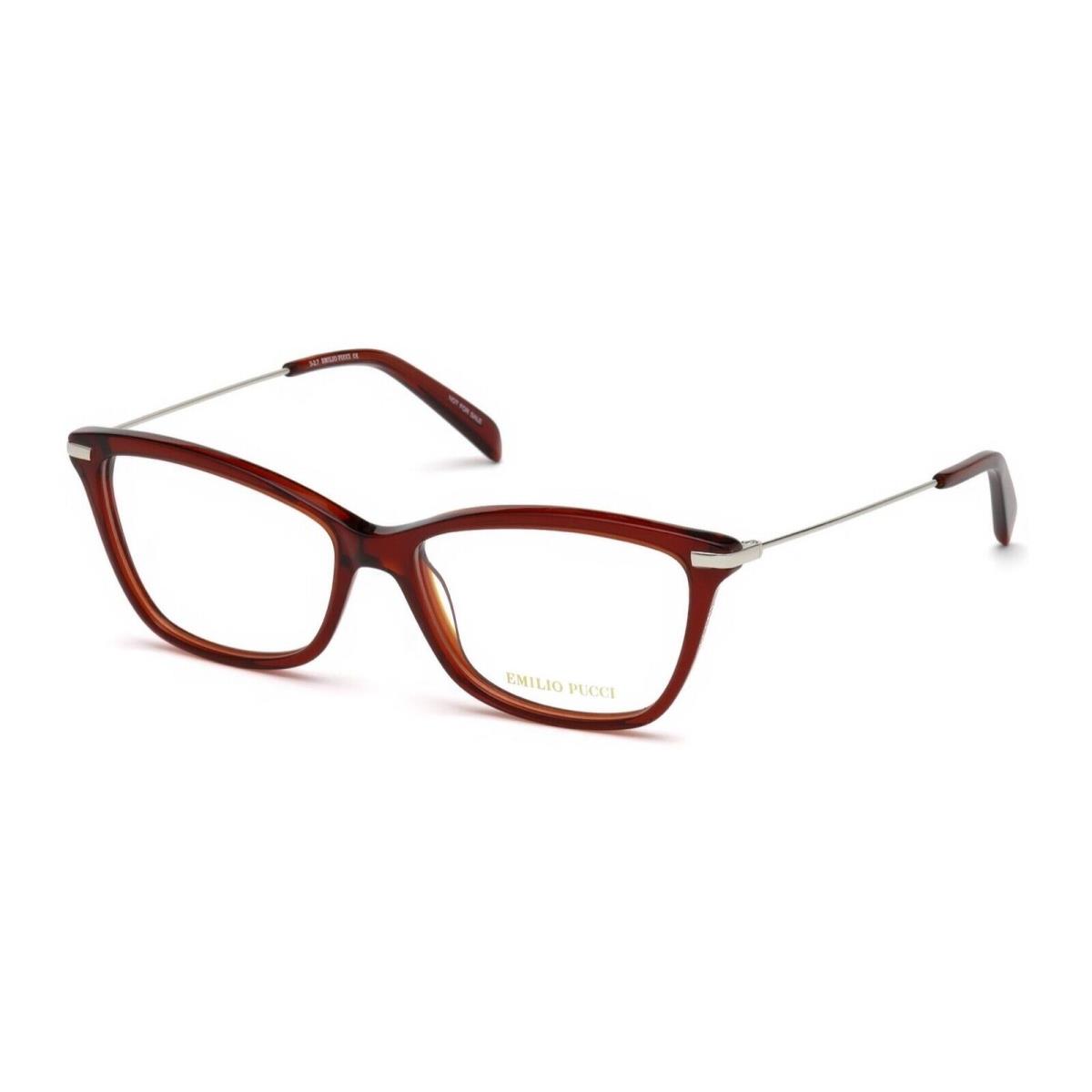 Emilio Pucci EP 5083 066 Red Silver Plastic Cat Eye Eyeglasses Frame 54-15-140 - Red, Frame: Silver, Lens: Clear