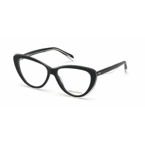 Emilio Pucci EP 5096 003 Crystal Black Plastic Cat Eyeglasses Frame 55-14-140