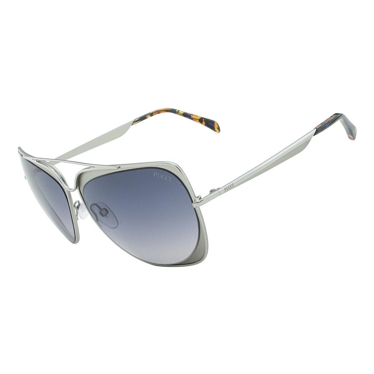 Emilio Pucci Sunglasses EP 0004 14B Shiny Light Ruthenium / Gradient Smoke 61 mm