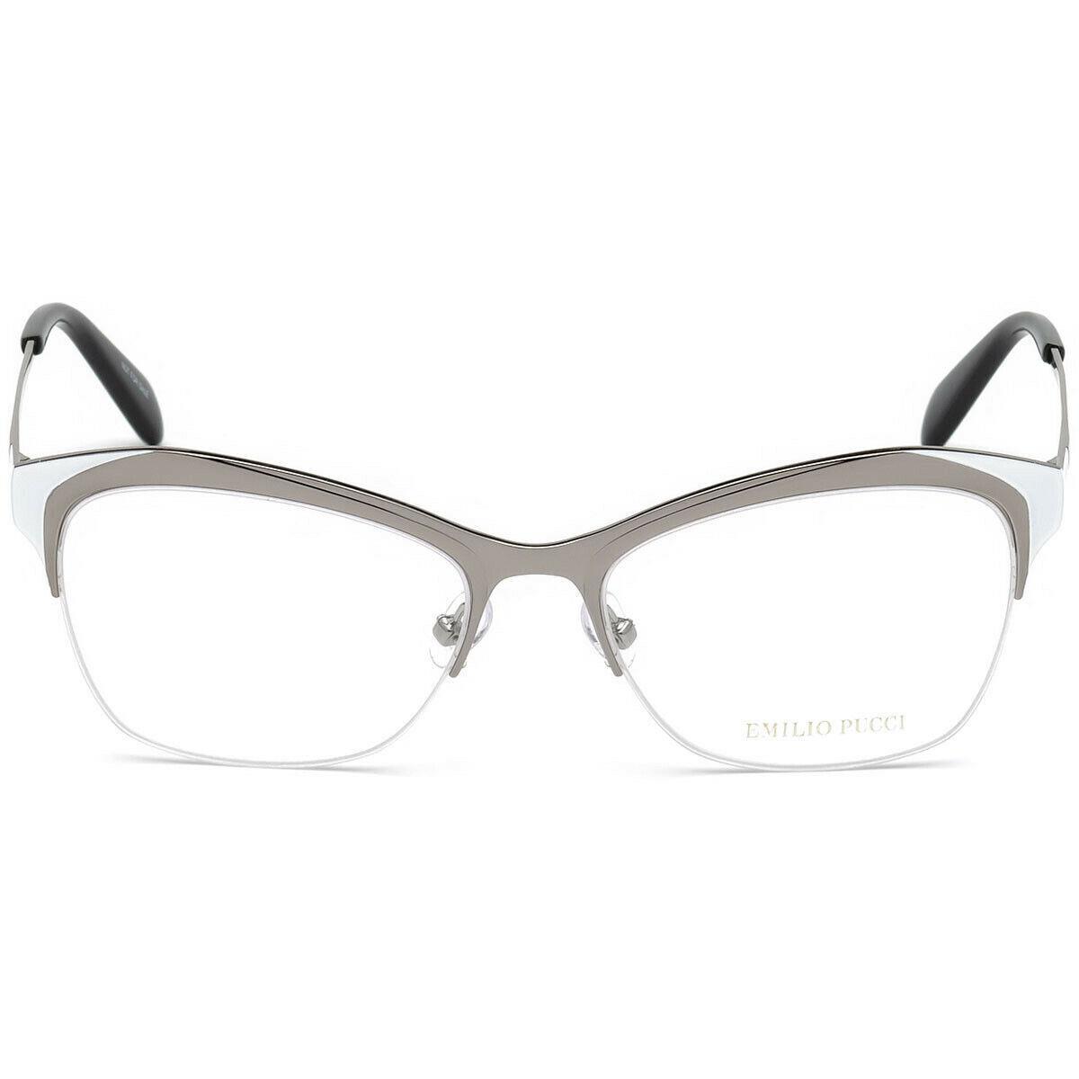 Emilio Pucci EP5074 008 Silver Cat Eye 53-16-140mm Half Rim Women`s Eyeglasses