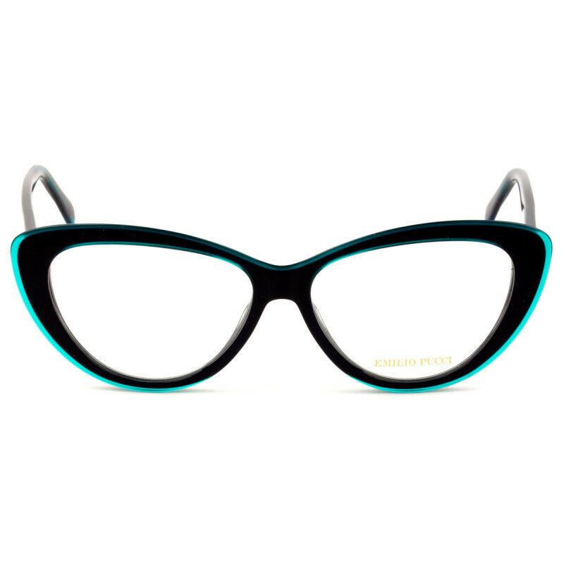 Emilio Pucci EP 5096 089 Black Teal Plastic Cat Eye Eyeglasses Frame 55-14-140