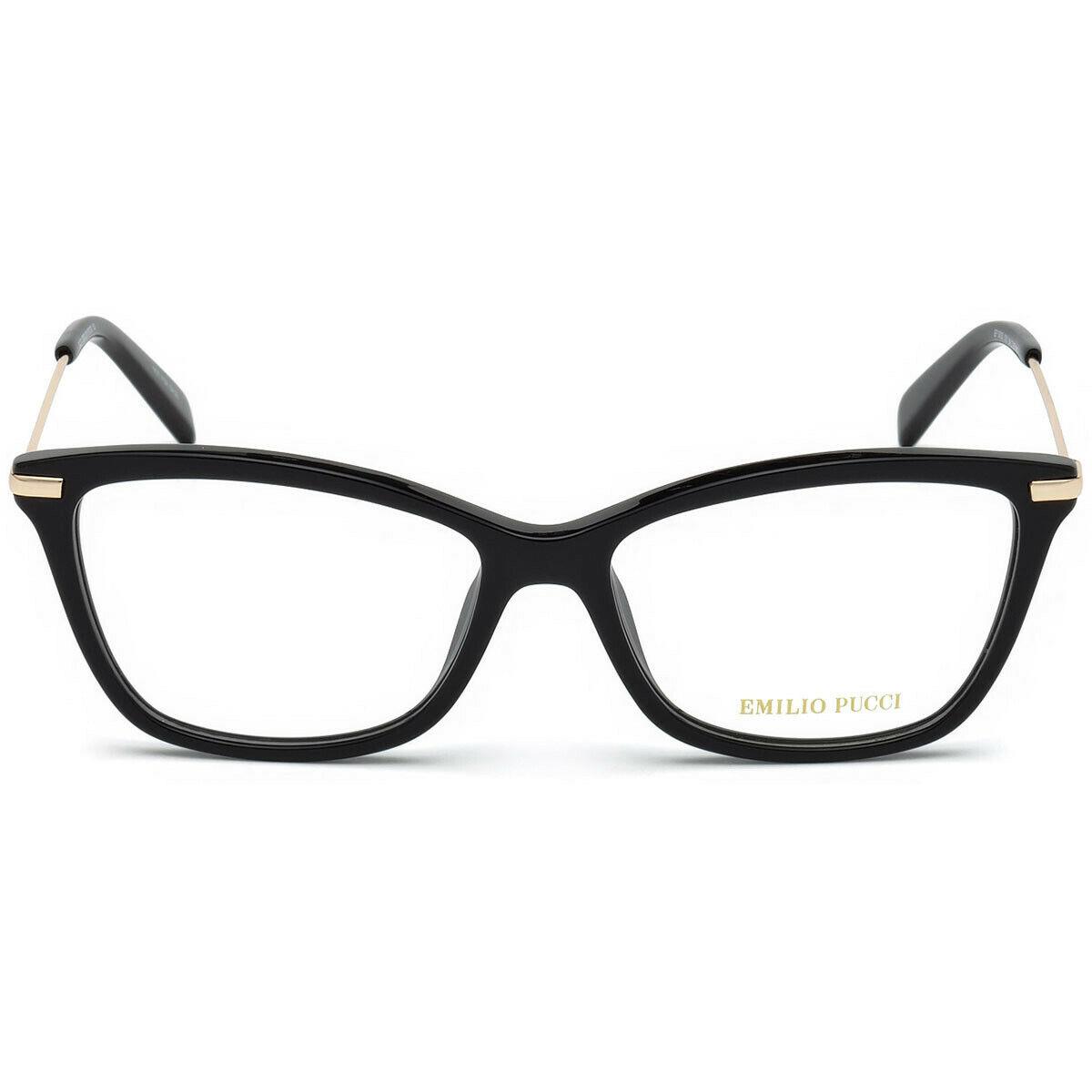 Emilio Pucci EP 5083 001 Black Pink Plastic Cat Eye Eyeglasses Frame 54-15-140 - Black, Frame: Black, Lens: Clear