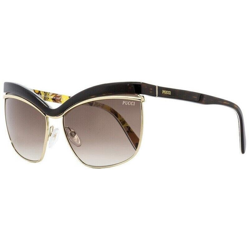 Emilio Pucci EP9 56F Tortoise/gold Cat Eye Brown Gradient 61-16-135mm Sunglasses - Frame: Gold, Lens: Brown Gradient