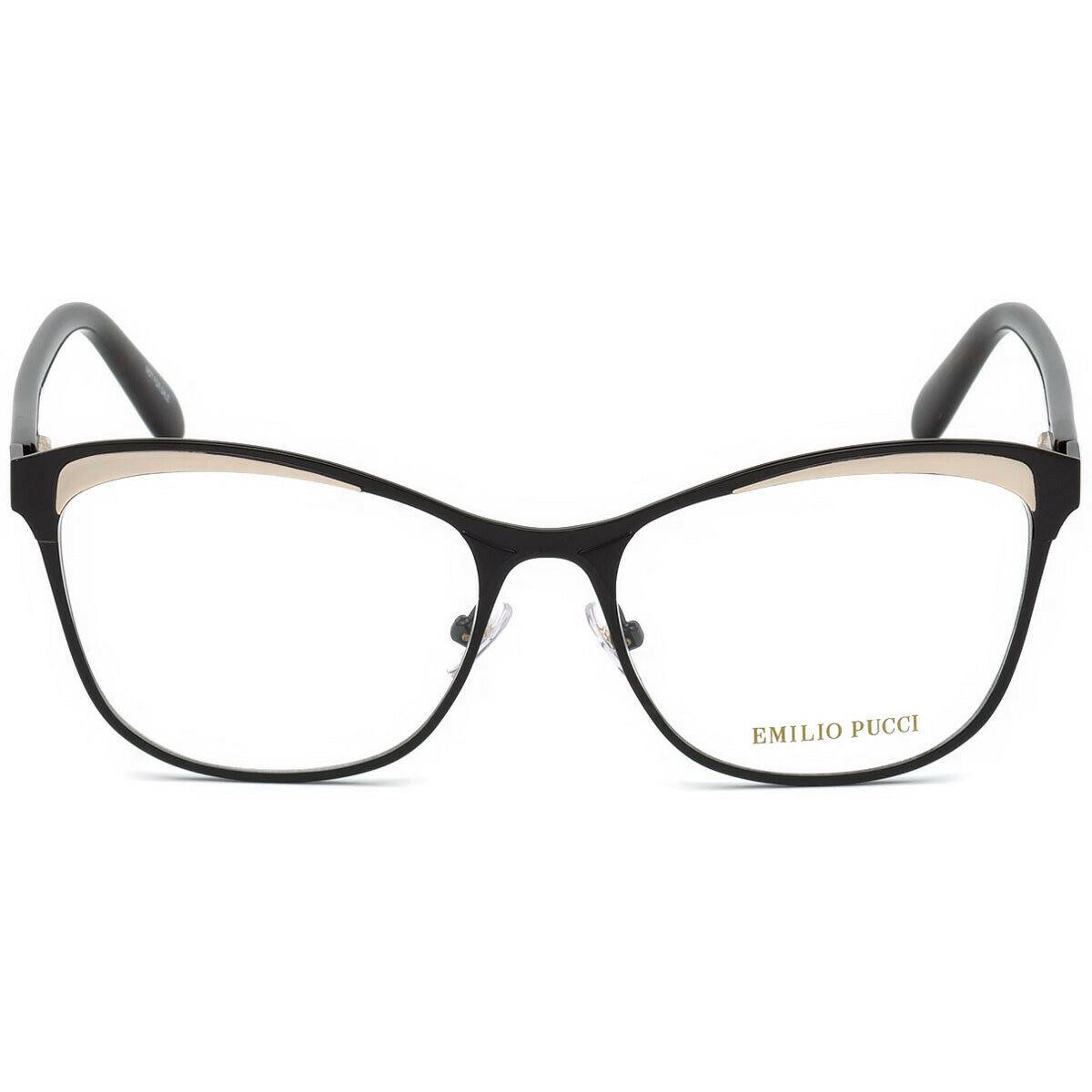 Emilio Pucci EP 5084 005 Black Gold Cat Eye Metal Eyeglasses Frame 53-16-140