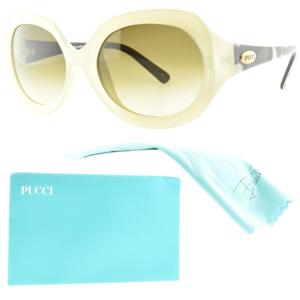 Emilio Pucci EP665S Butterfly Oval Ivory Full Rim Womens Sunglasses - Frame: Ivory, Lens: Brown