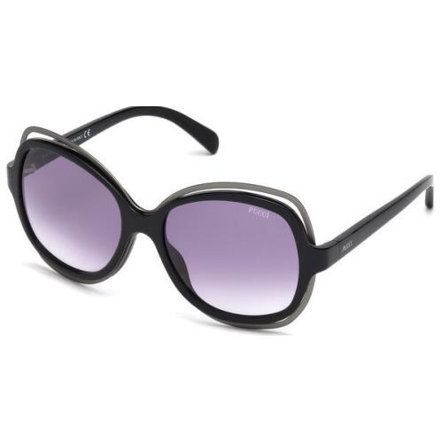 Emilio Pucci Sunglasses EP 56 01Z Shiny Black / Violet Gradient 57mm EP 0056