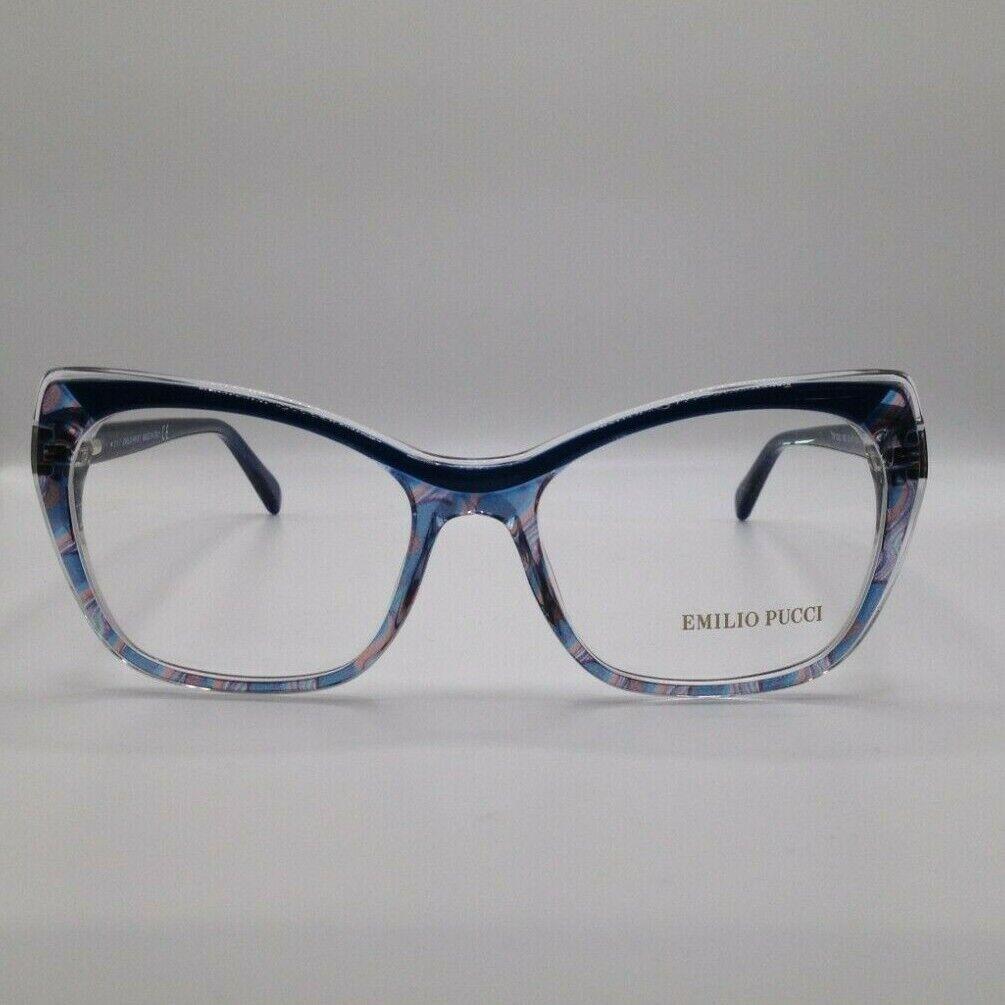 Emilio Pucci EP 5052 092 Crystal Blue Plastic Cat Eyeglasses Frame 53-17-140