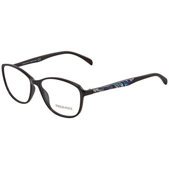 Emilio Pucci EP5010 001 Black Rectangle 54-14-135mm Full Rim Women`s Eyeglasses