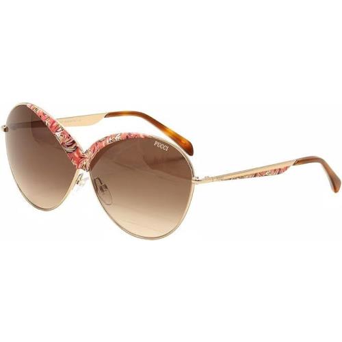 Emilio Pucci EP29 33F Gold/havana Oval Brown Gradient 65-4-135mm Sunglasses - Frame: Gold, Lens: Brown Gradient