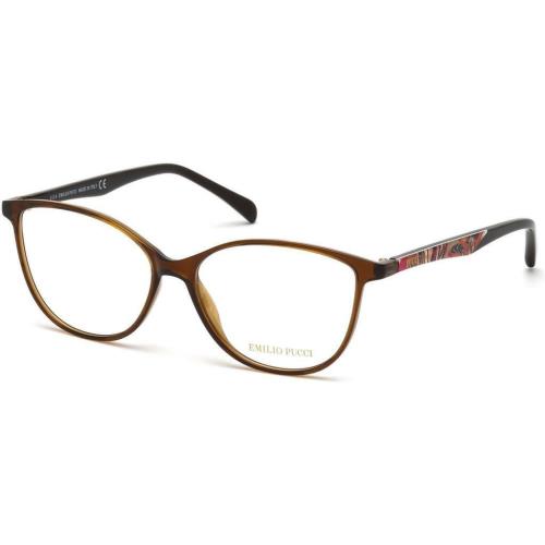 Emilio Pucci EP 5008 048 Brown Plastic Optical Eyeglasses Frame 54-14-135 EP5008