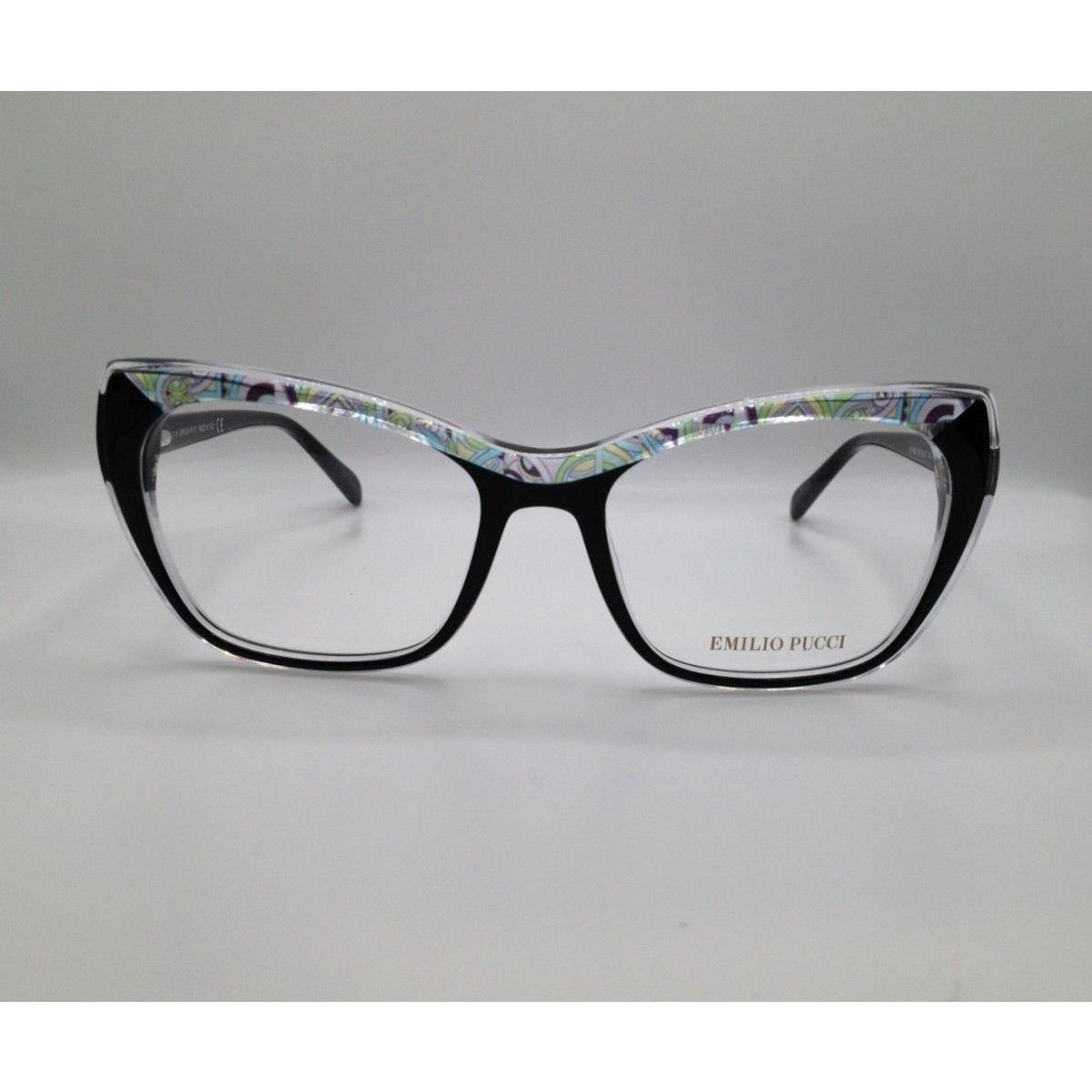 Emilio Pucci EP 5052 005 Black Crystal Plastic Cat Eyeglasses Frame 53-17-140