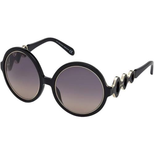 Emilio Pucci EP39 01B Black Round Smoke Gradient 56-21-140mm Unisex Sunglasses - Frame: Black, Lens: Smoke Gradient