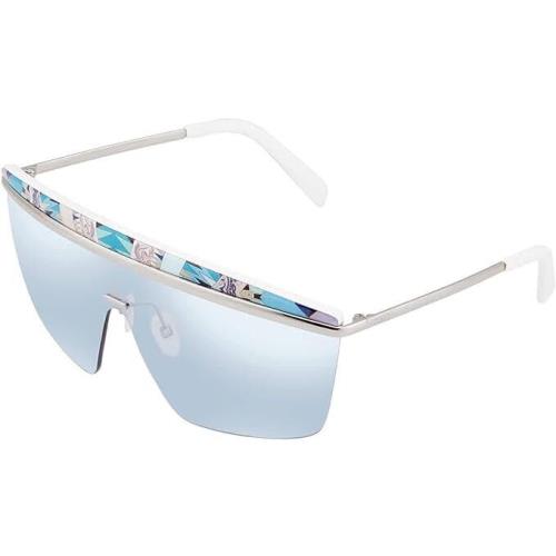 Emilio Pucci EP7 89X Silver/turquoise Shield Blue Mirrored 130-130mm Sunglasses