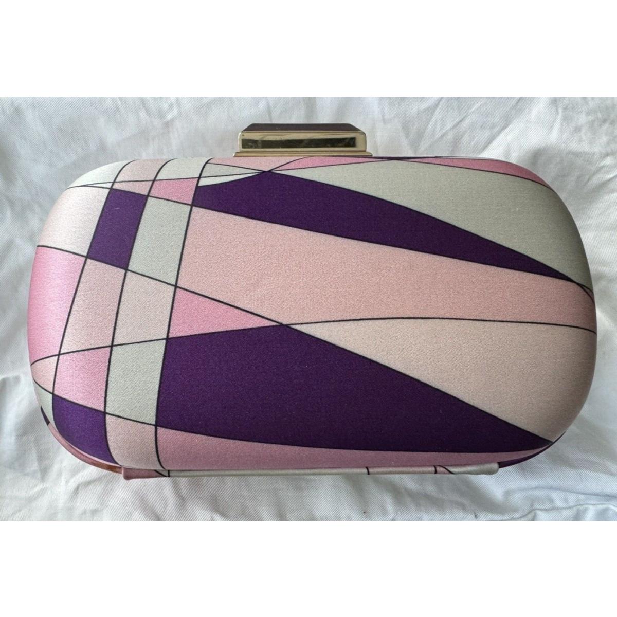 Emilio Pucci Multicolor Geometric Silk Clutch with Clasp and Dust Bag-new W/ Tag