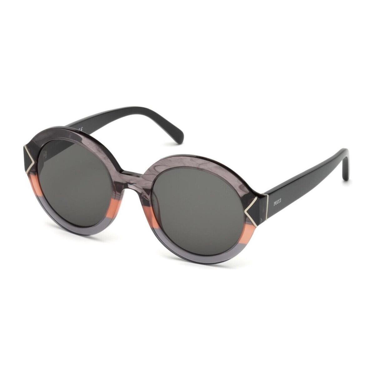 Emilio Pucci EP69 20A Smoke Gray Round Brown Gradient 53-22-140mm Sunglasses