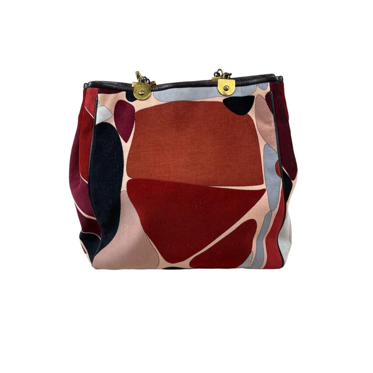 Authenticated Emilio Pucci Corduroy Abstract Print Purse