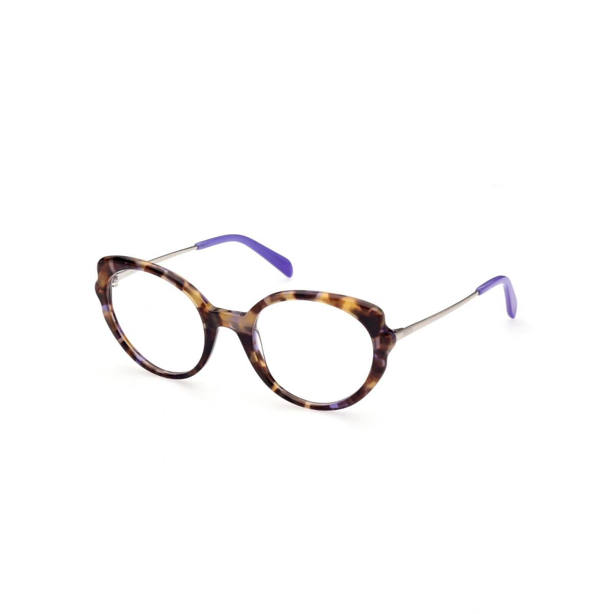 Emilio Pucci EP 5193 055 Yellow Havana Round Plastic Eyeglasses Frame 52-21-140 - Havana, Frame: Havana, Lens: Clear