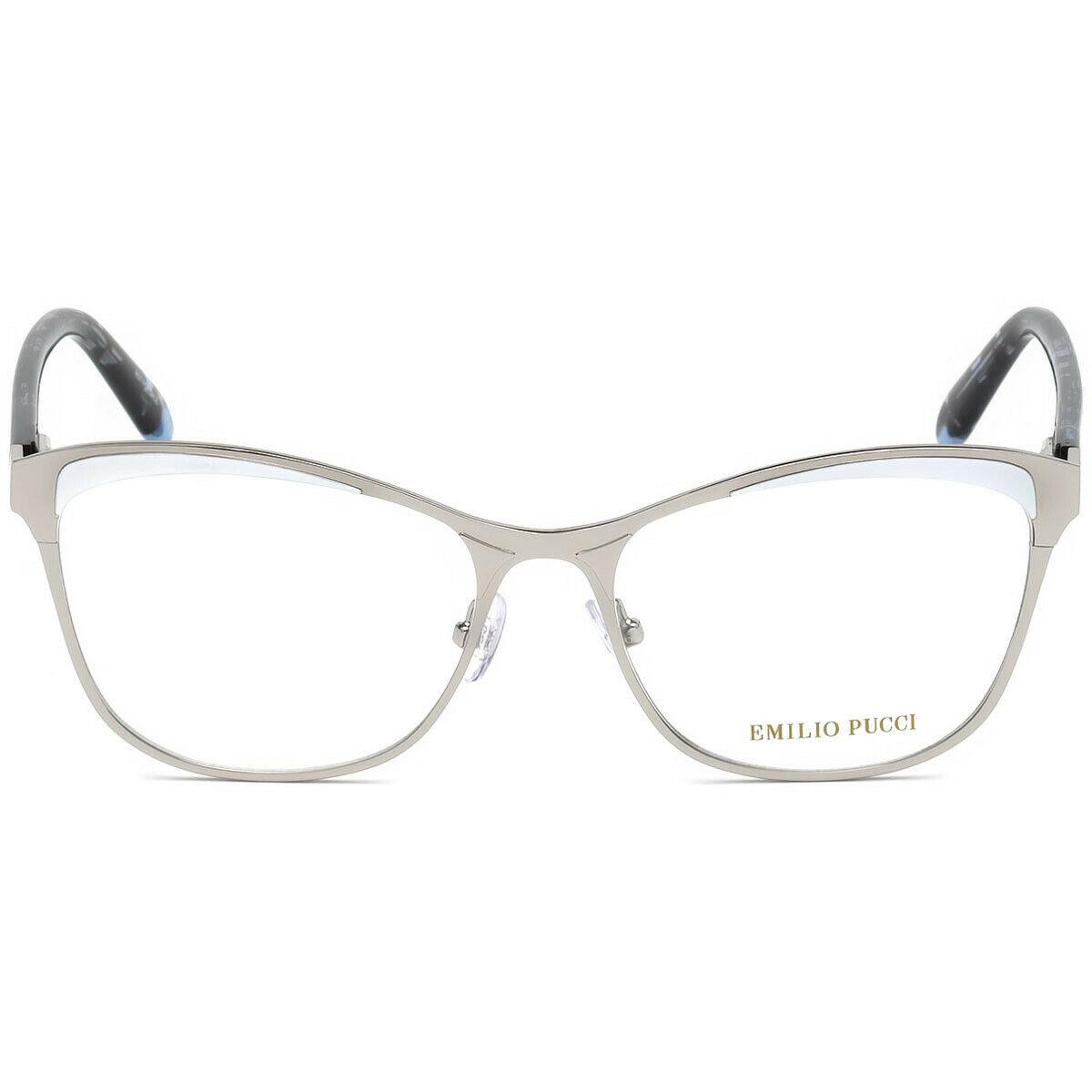 Emilio Pucci EP 5084 016 Silver White Cat Eye Metal Eyeglasses Frame 53-16-140