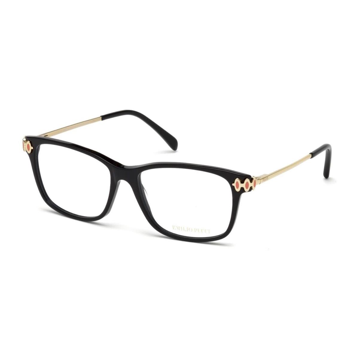 Emilio Pucci EP 5054 001 Black Gold Plastic Eyeglasses Frame 54-15-135 EP5054