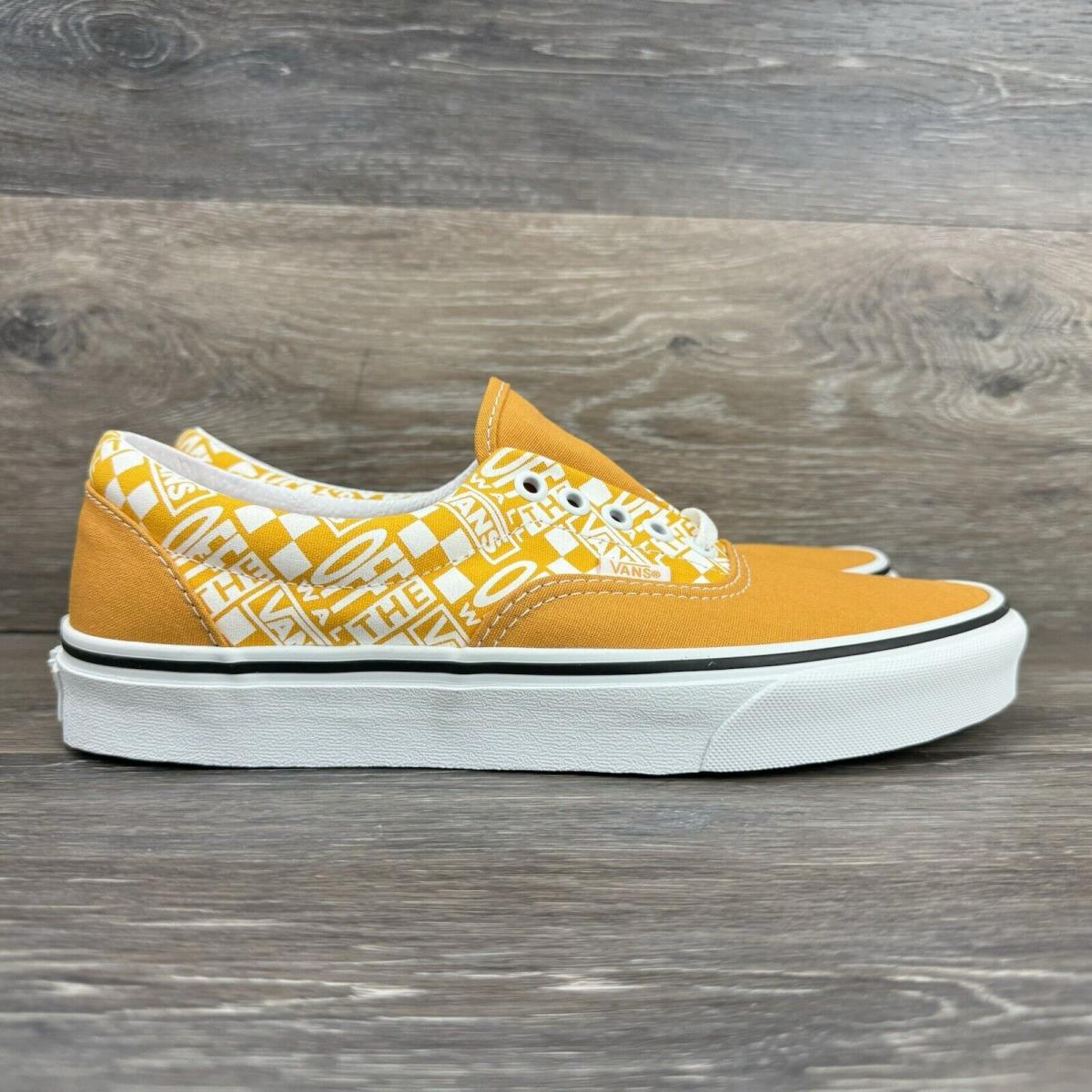 Vans Shoes Men Size 8.5 Gold Lace Up Women Size 10 Off The Wall Era Checkered - Gold