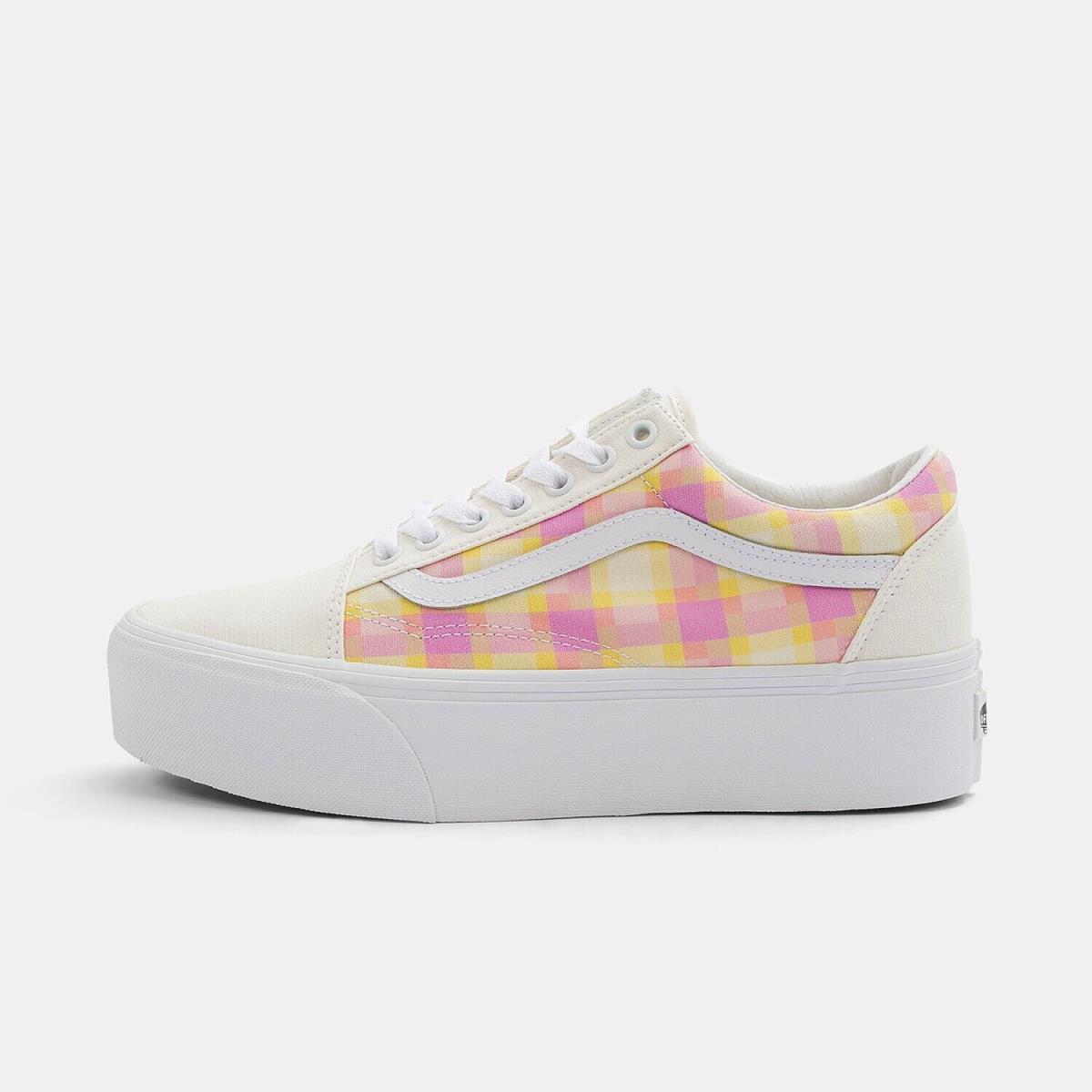 Vans Old Skool Stackform Pastel Pink Plaid VN0A7Q5MGBX Women`s Shoes Size 9.5