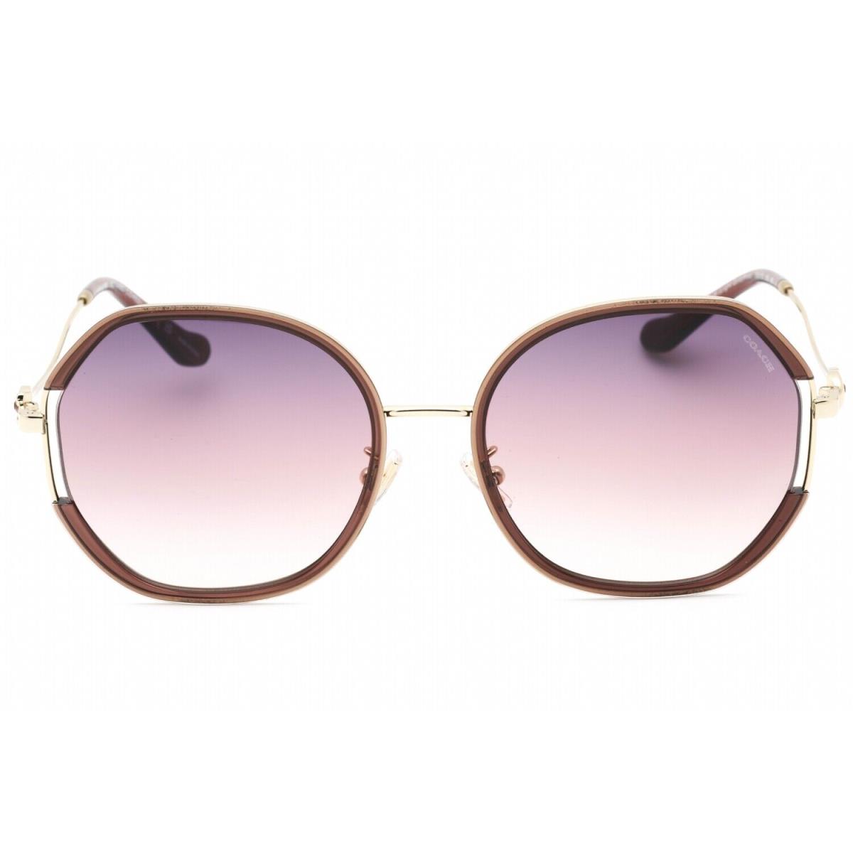 Coach HC7144BD 9413U6 Sunglasses Gold Pink Frame Purple Gradient Lenses 59mm