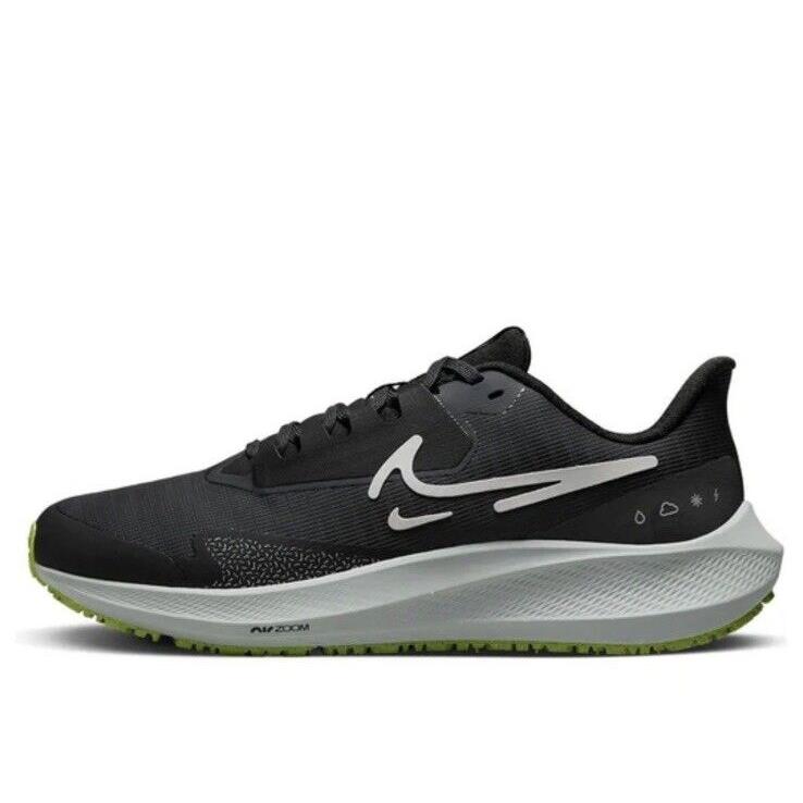 Women Nike Air Zoom Pegasus Shield Athletic Shoe Black/smoke Grey DO7626-002 - Black/white – dark smoke gray – volt