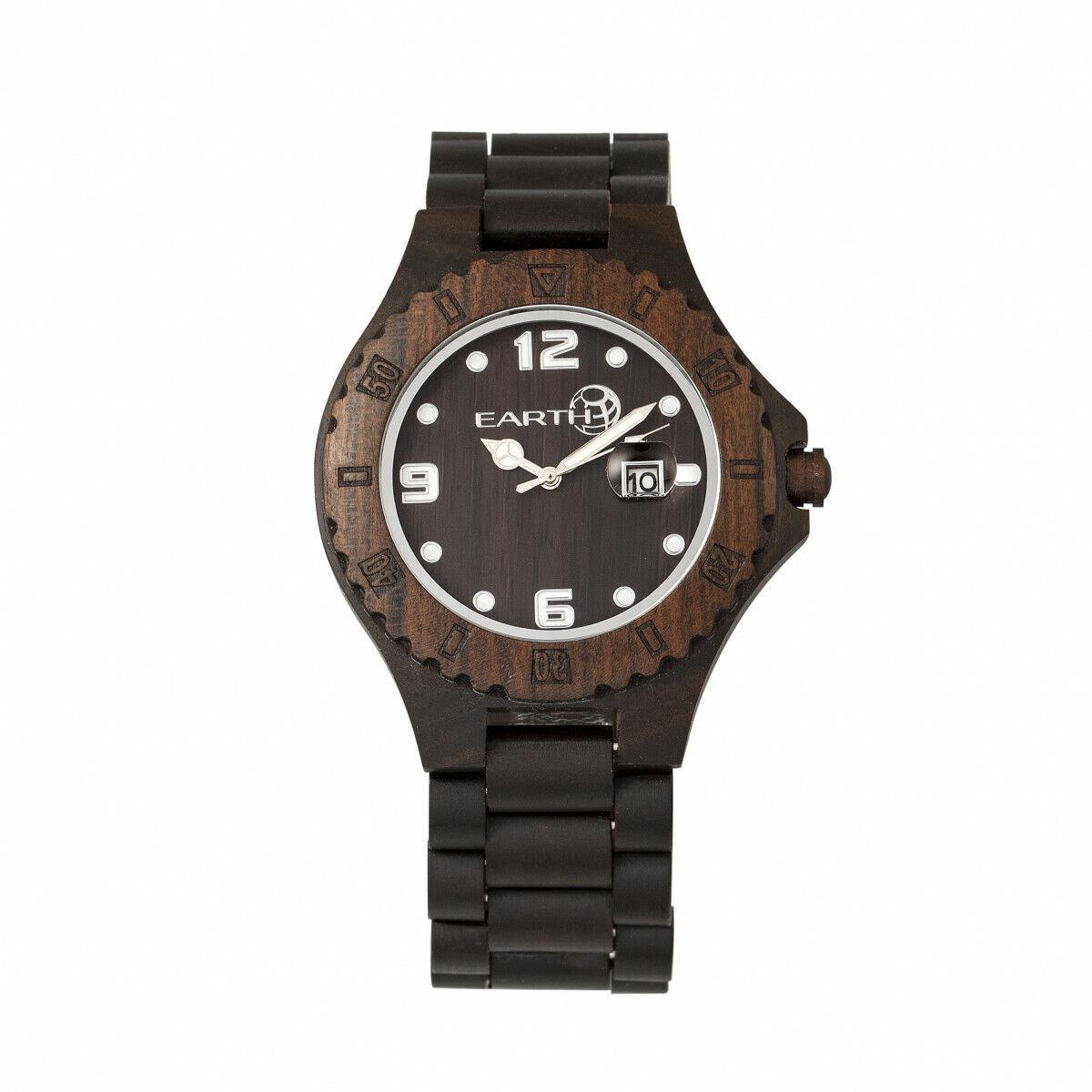 Earth Wood Raywood Bracelet Watch W/date - Dark Brown