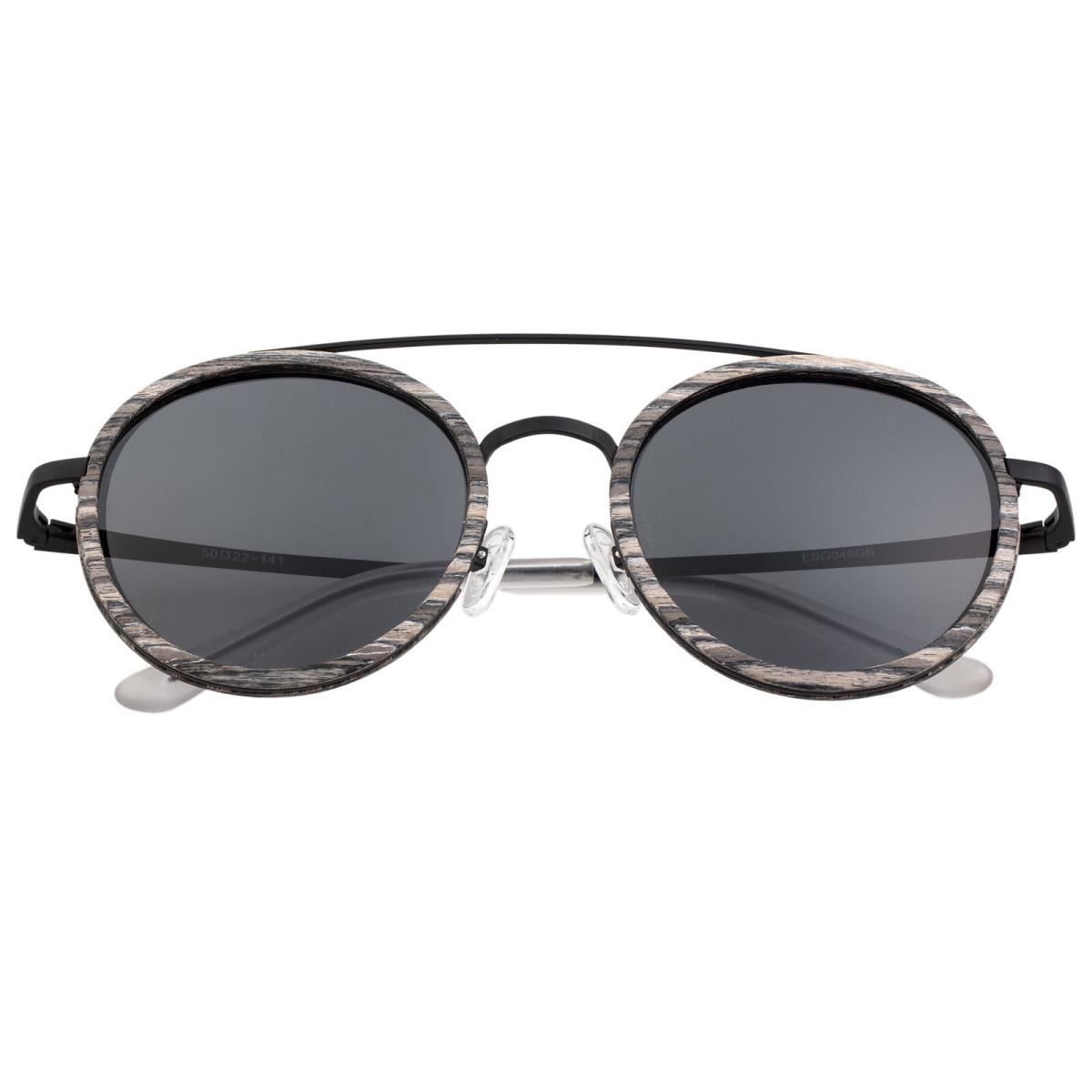 Earth Wood Binz Polarized Sunglasses - Grey Vine/black - Frame: Black, Lens: Black