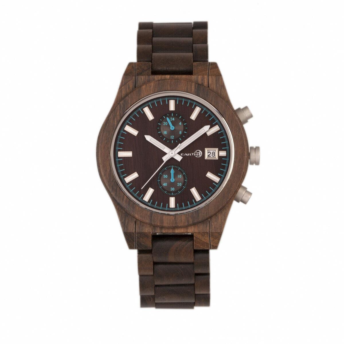 Earth Wood Castillo Bracelet Watch W/date - Dark Brown