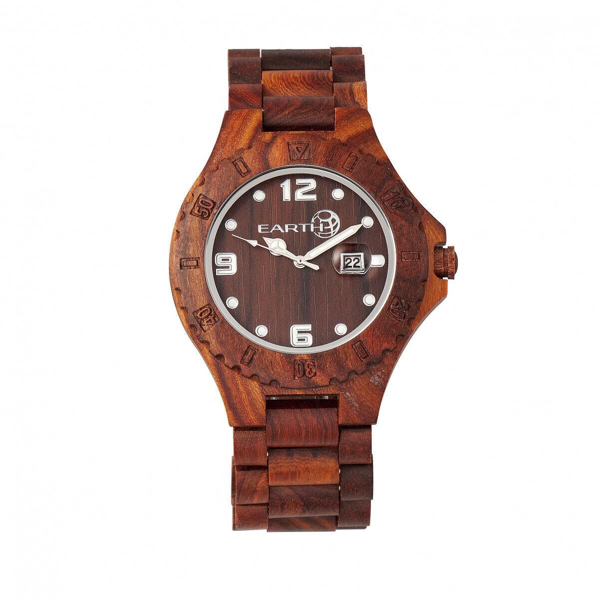 Earth Wood Raywood Bracelet Watch W/date - Red