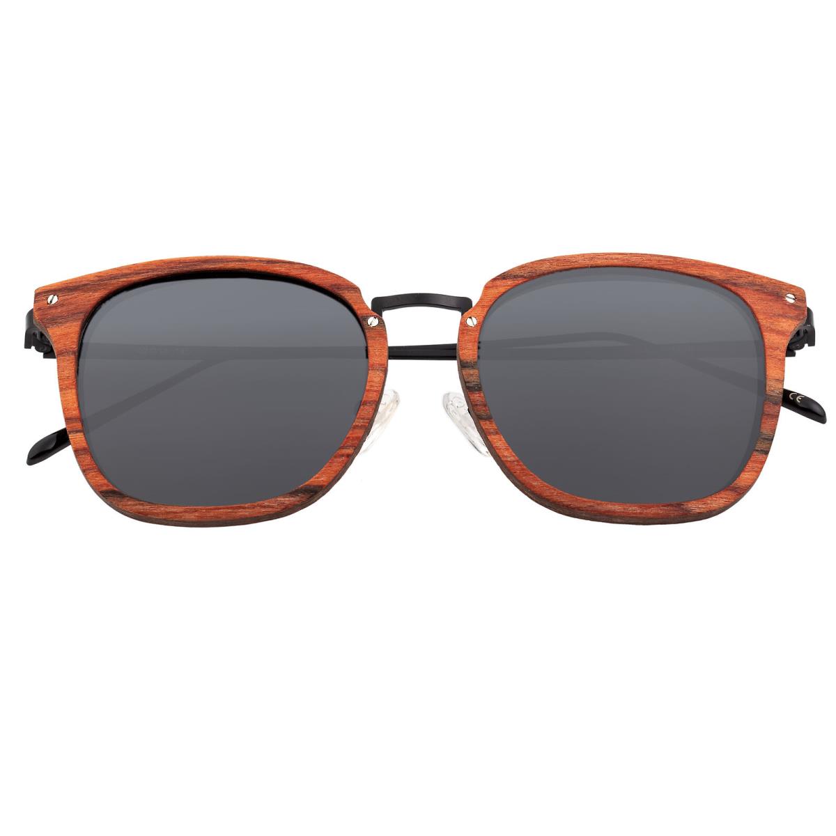 Earth Wood Nosara Polarized Sunglasses - Red Rosewood/black