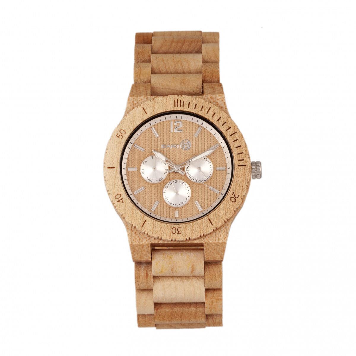 Earth Wood Bonsai Bracelet Watch W/day/date - Khaki-tan