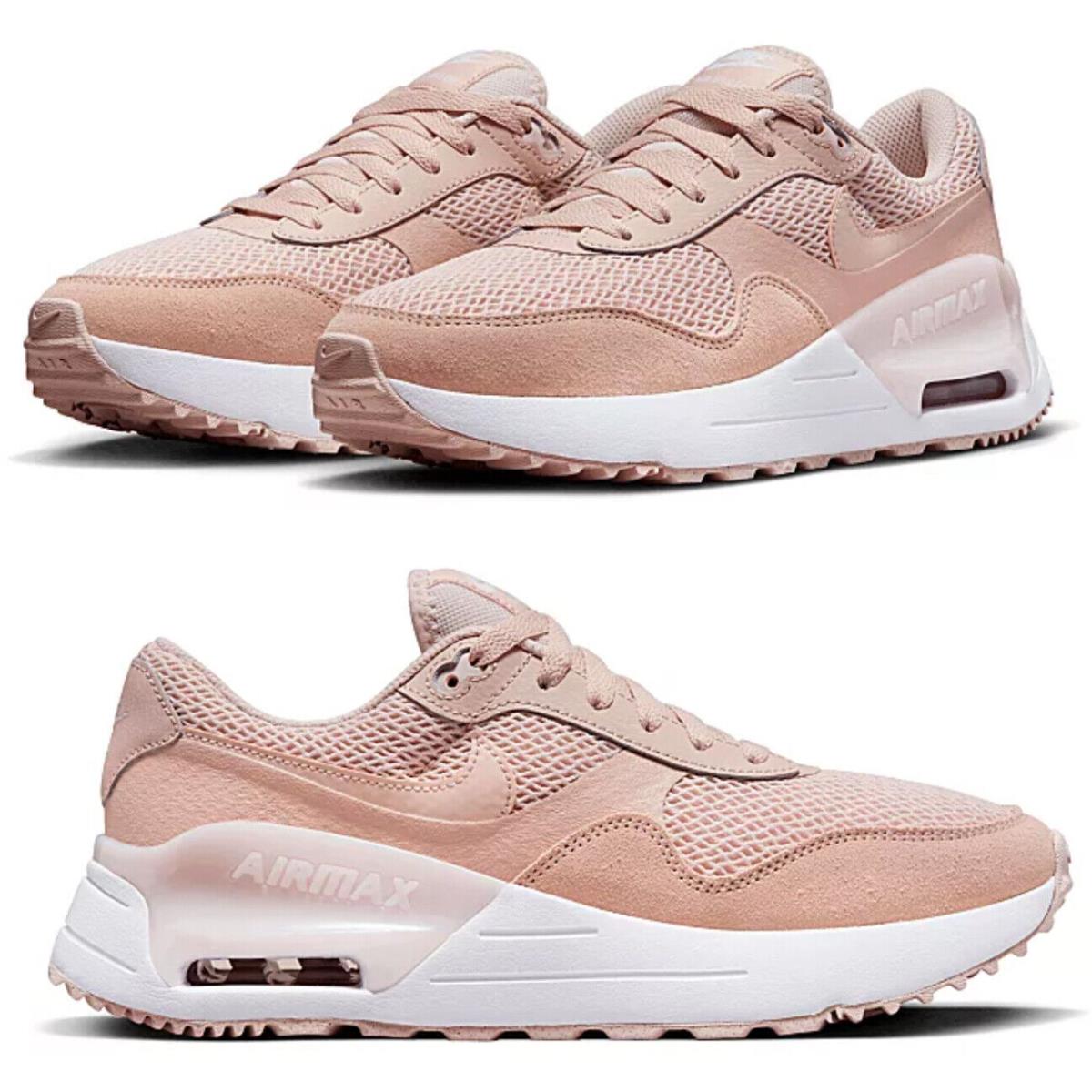 Nike Air Max Systm Women`s Athletic Sneakers Blush White Size 9 - Pink