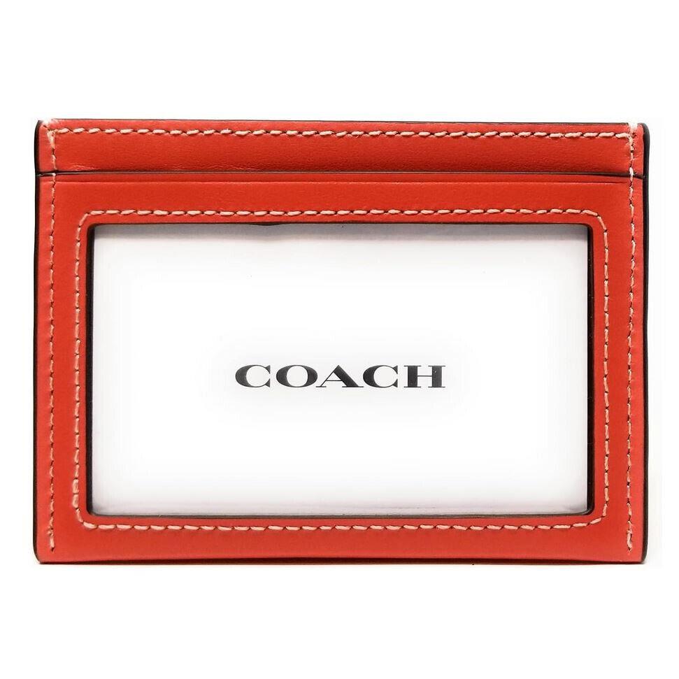 Coach Mens Leather Slim Card Case Holder ID Wallet Tangerine C9997