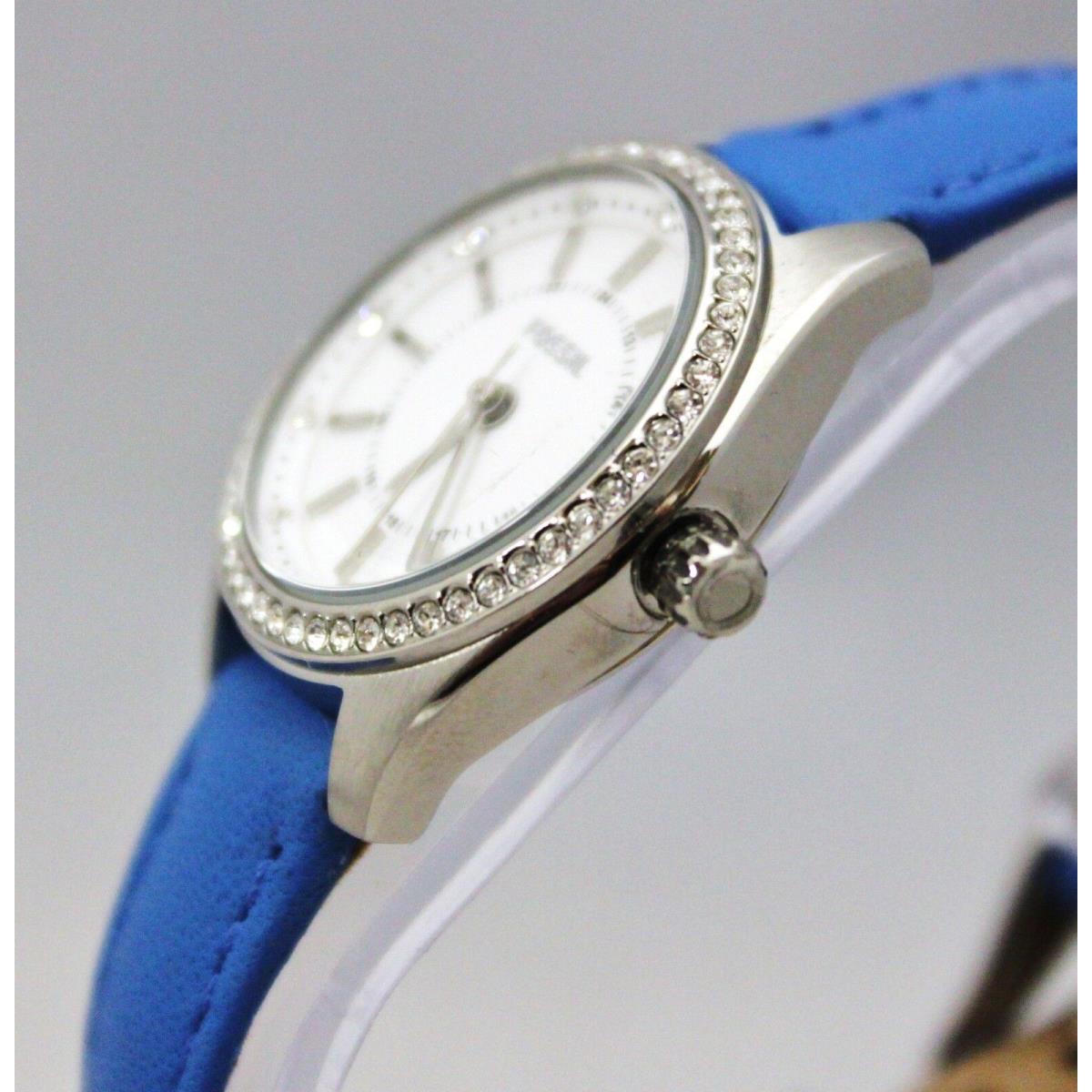 Fossil BQ3147 Carissa Silver Stainless Steel Dial Blue Band Women Watch