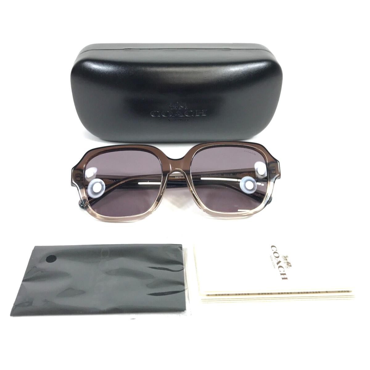 Coach Sunglasses HC8335U C7989 56781A Transparent Brown Gradient Purple Lenses