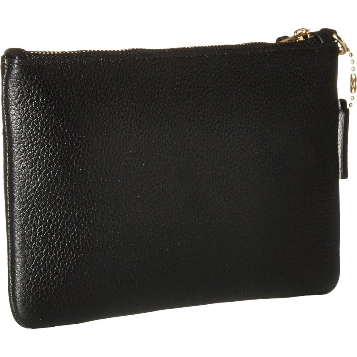 Coach Polished Pebble Small Wristlet Li/black One Size