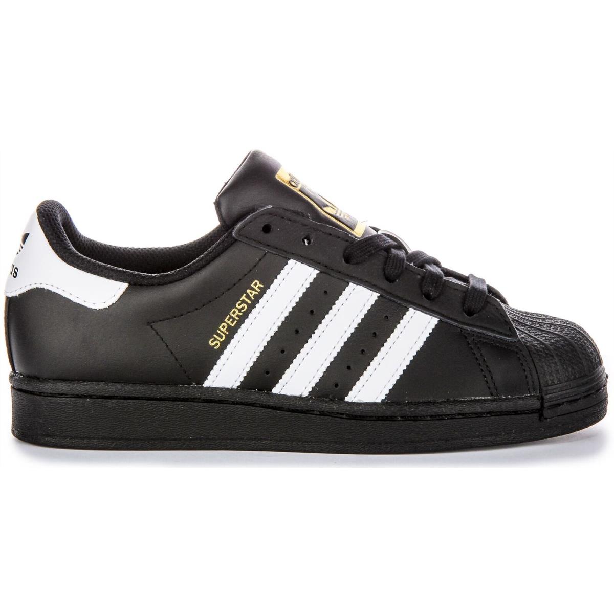 Adidas Superstar Junior Lace Up Shell Youth Mens Sneakers Black White US 6 - 13 - BLACK WHITE