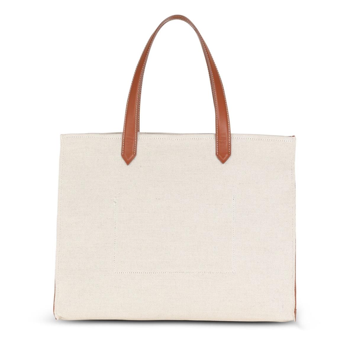48 Hour - Balmain B-army 42 Tote Beige Canvas with Brown Leather Trim