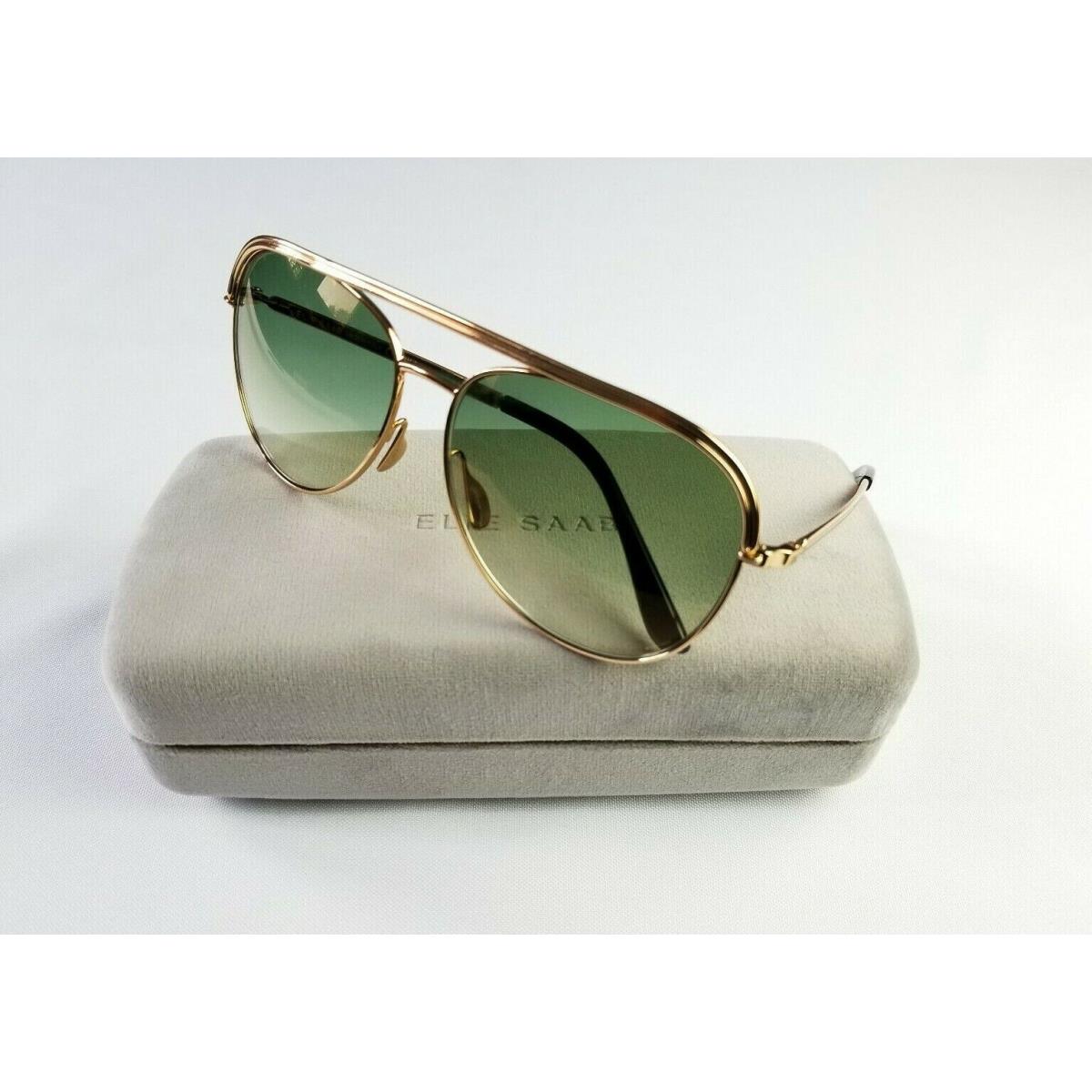 Elie Saab ES012/S Pef/vz Gold Unisex Aviator Sunglass Green Lens Made IN Italy