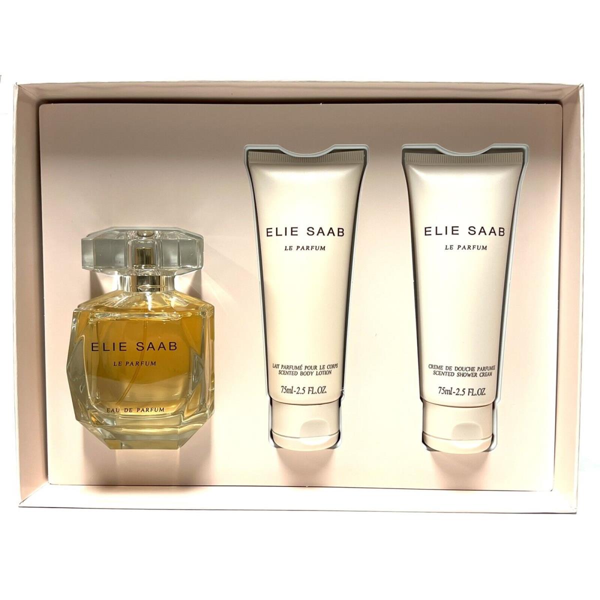 Elie Saab Le Parfum Women 3pc Set 3.0oz Edp Spray+2.5oz B/Lotion+2.5oz S/cream