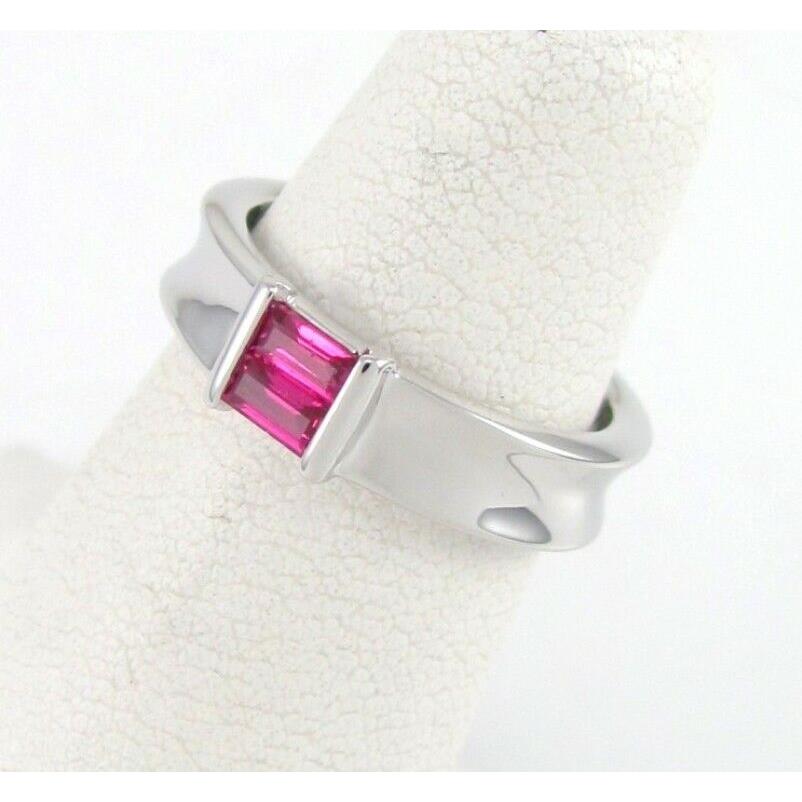 Tiffany Co. 18K White Gold Pink Sapphire Stacking Ring