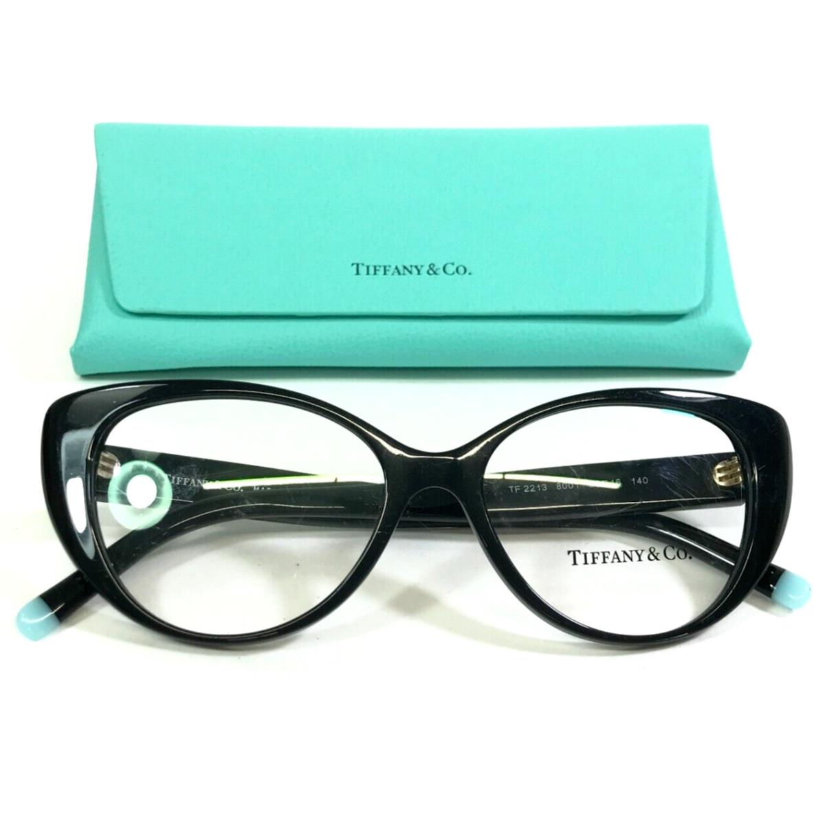 Tiffany Co. Eyeglasses Frames TF 2213 8001 Black Gold Cat Eye 53-18-140