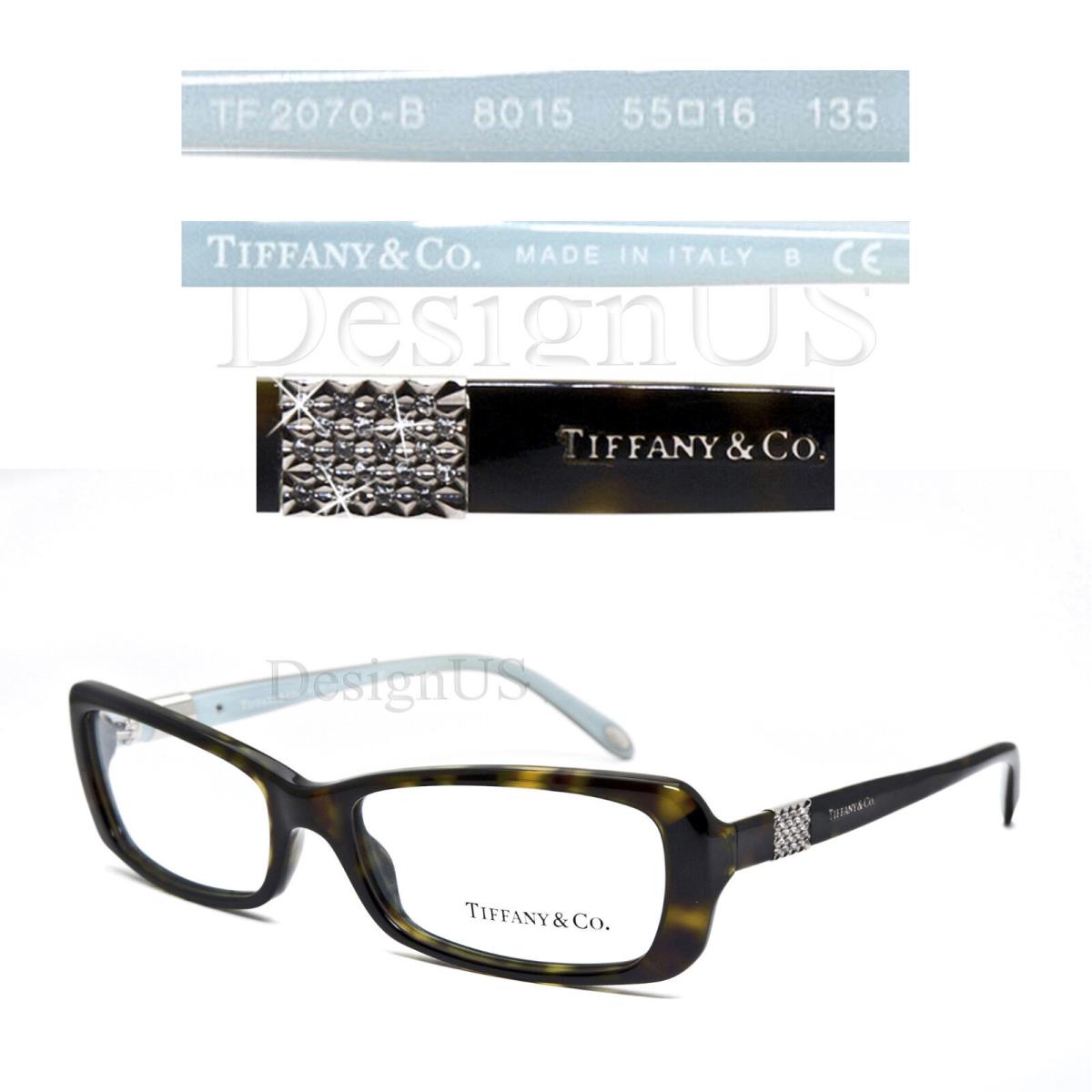 Tiffany Co. TF2070-B 8015 Crystal Dark Tortoise 55-16-135 Eyeglasses Italy