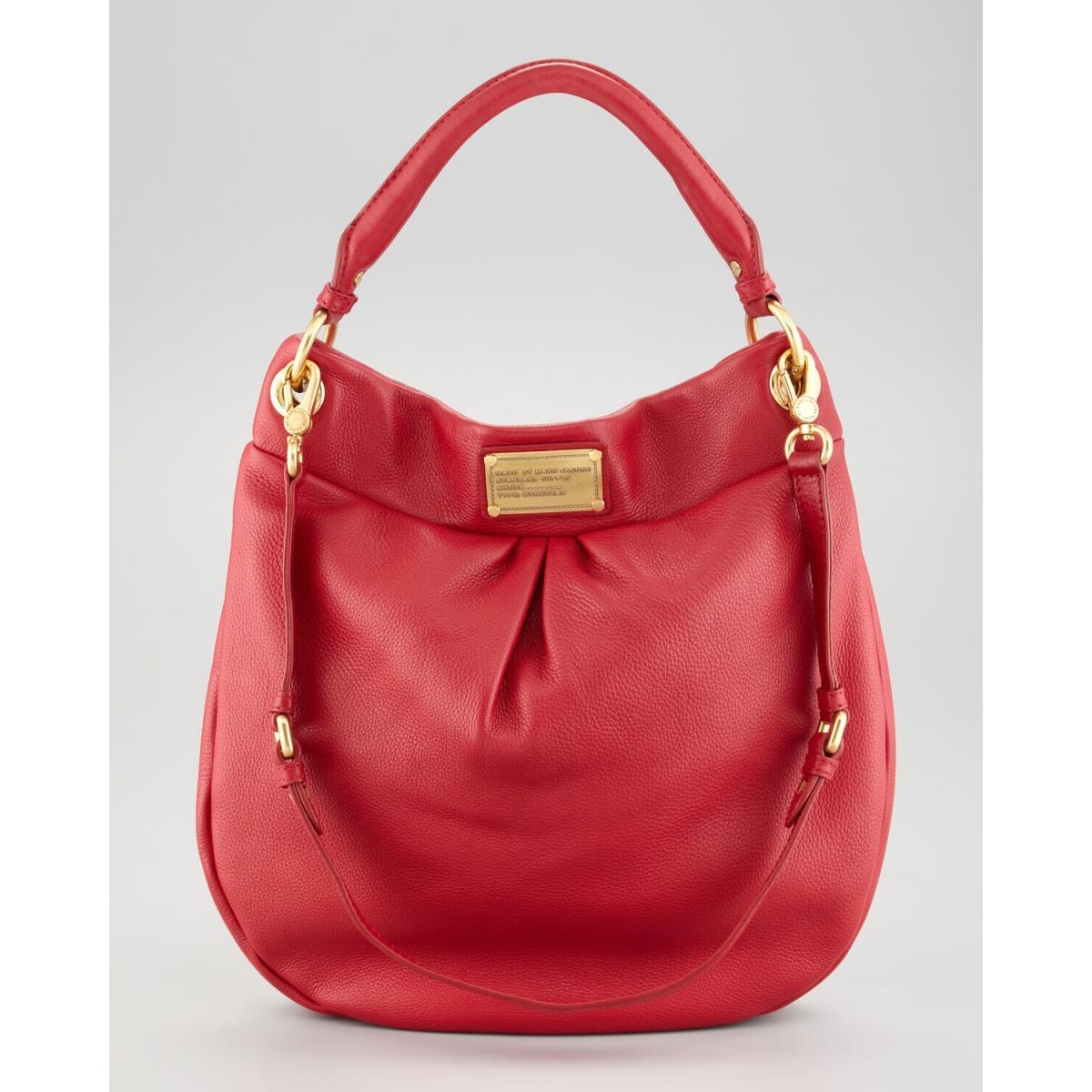 Marc by Marc Jacobs Classic Q Hillier Leather Hobo Bag Wild Raspberry Red