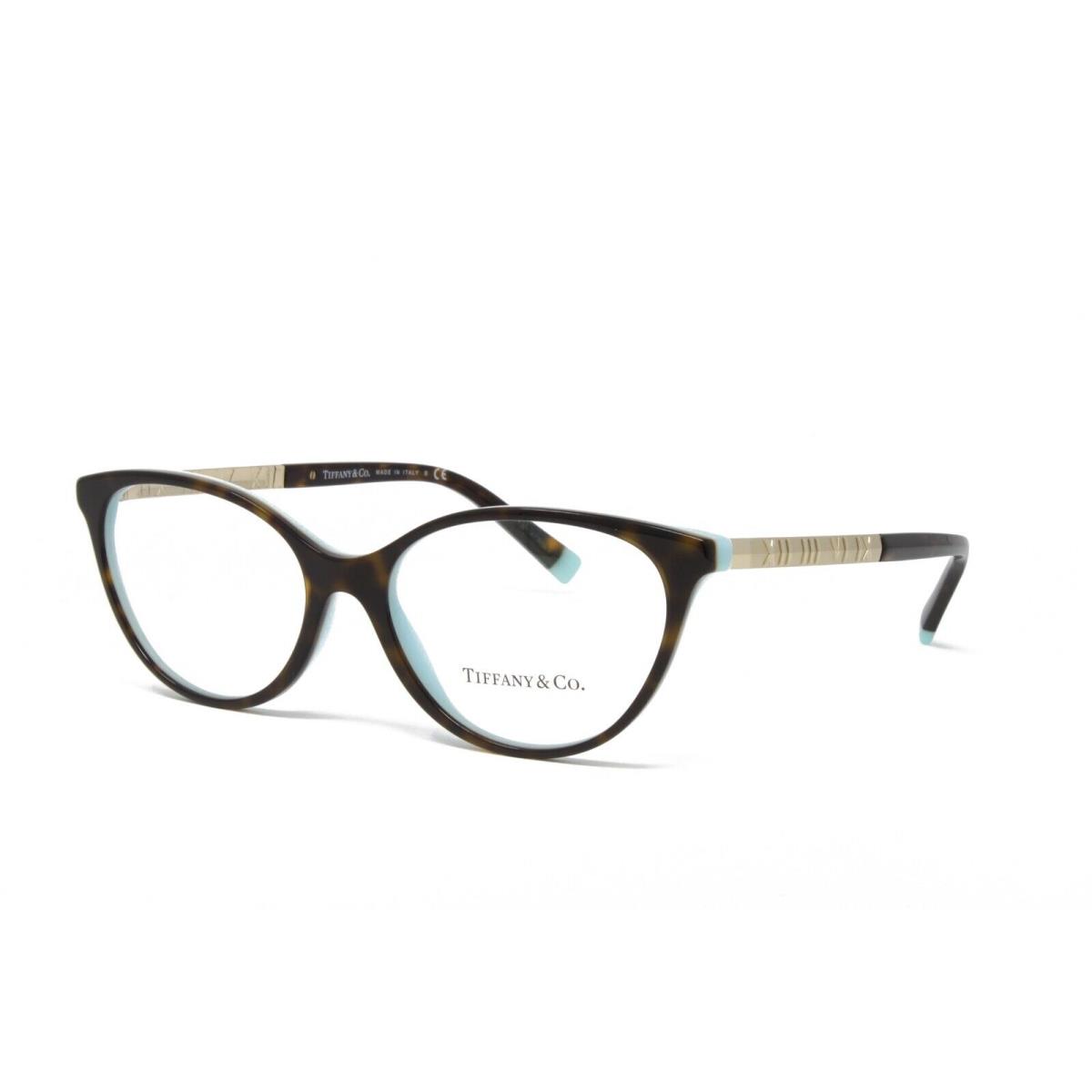 Tiffany Co. Eyeglasses Women`s Cat Eye TF2212 8134 Havana on Tiffany Blue 54mm