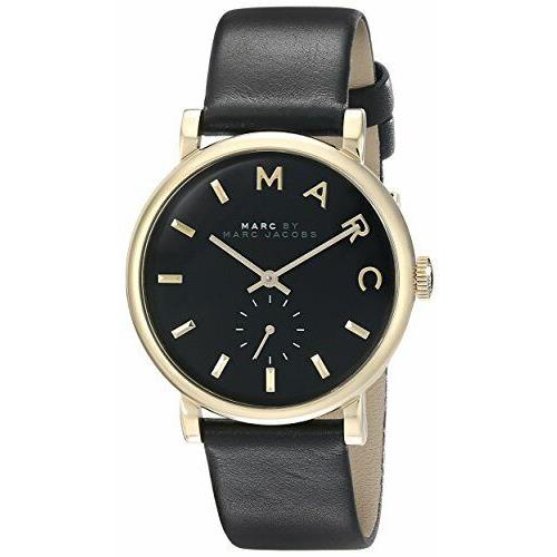 Marc By Marc Jacobs Baker Black Leather Band Black Dial Woman`s Watch MBM1269